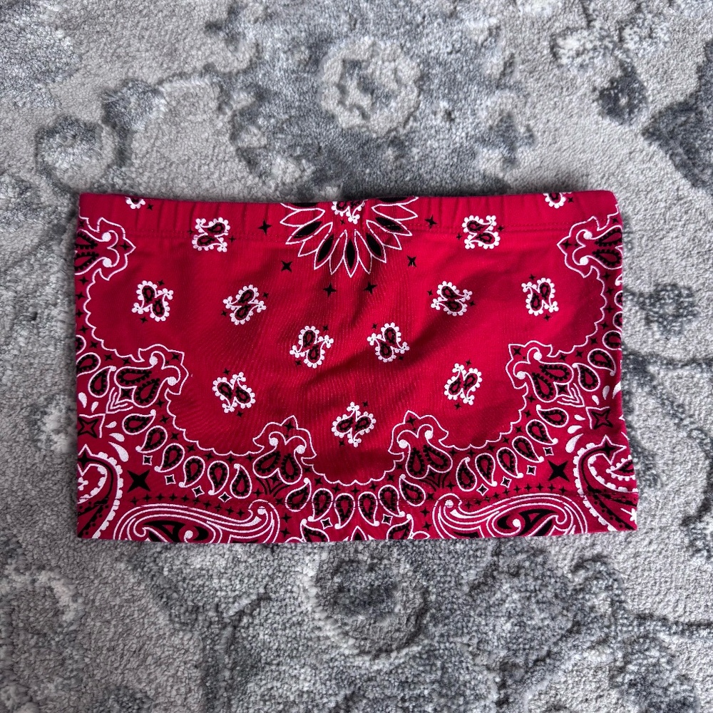 Red Bandana Bandeau Top Size Small